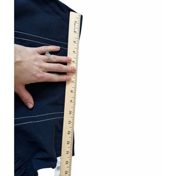 Anthropologie Pants NEW Linen Extended Waist Cropped Wide Leg Navy Blue size 6 - Picture 9 of 14